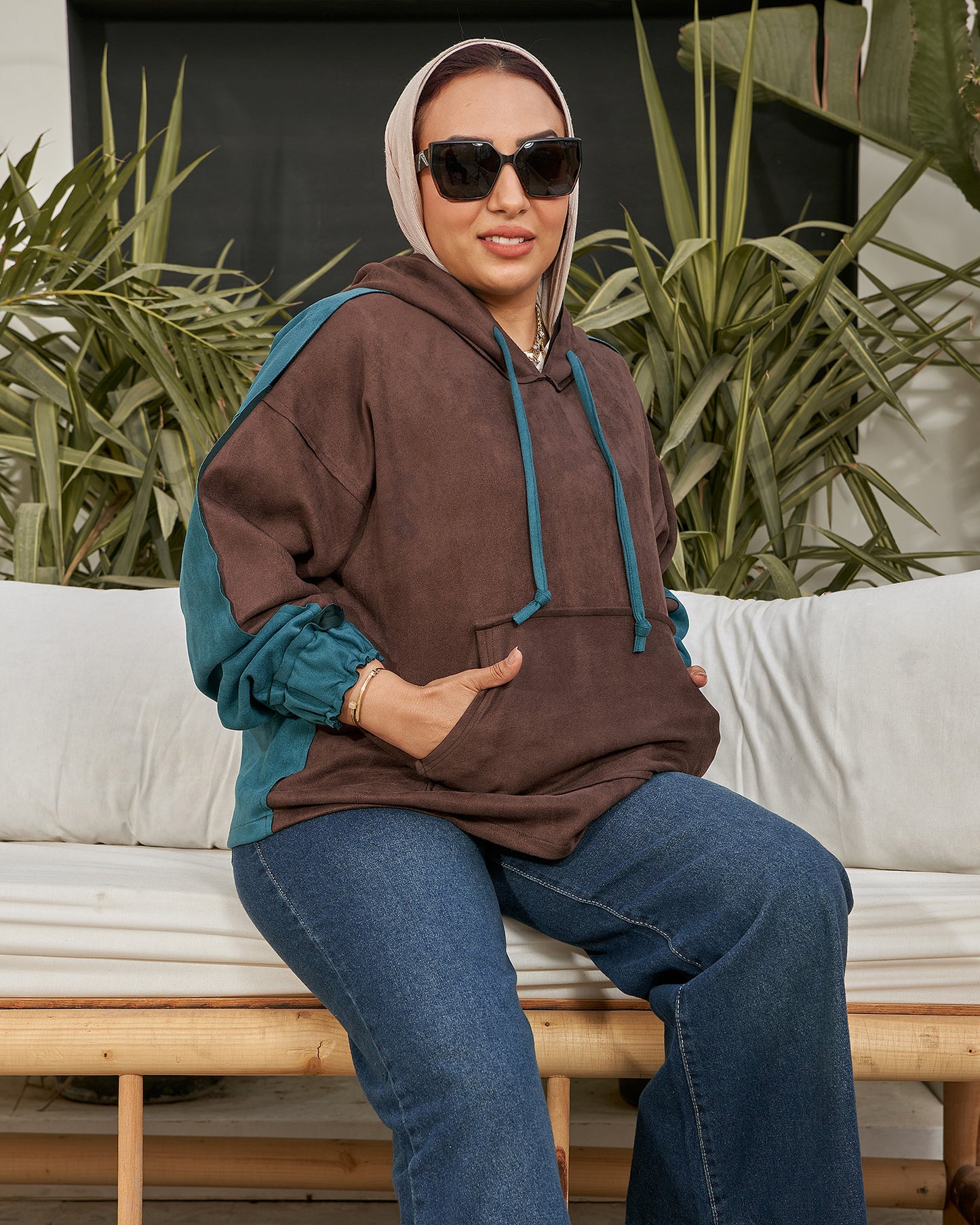 The Suede Colorblock Hoodie